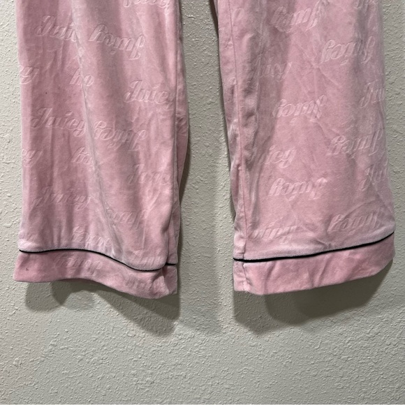 Juicy Couture Pajama Pants Pink Velour Embossed Soft Lightweight Size Small - Picture 2 of 6